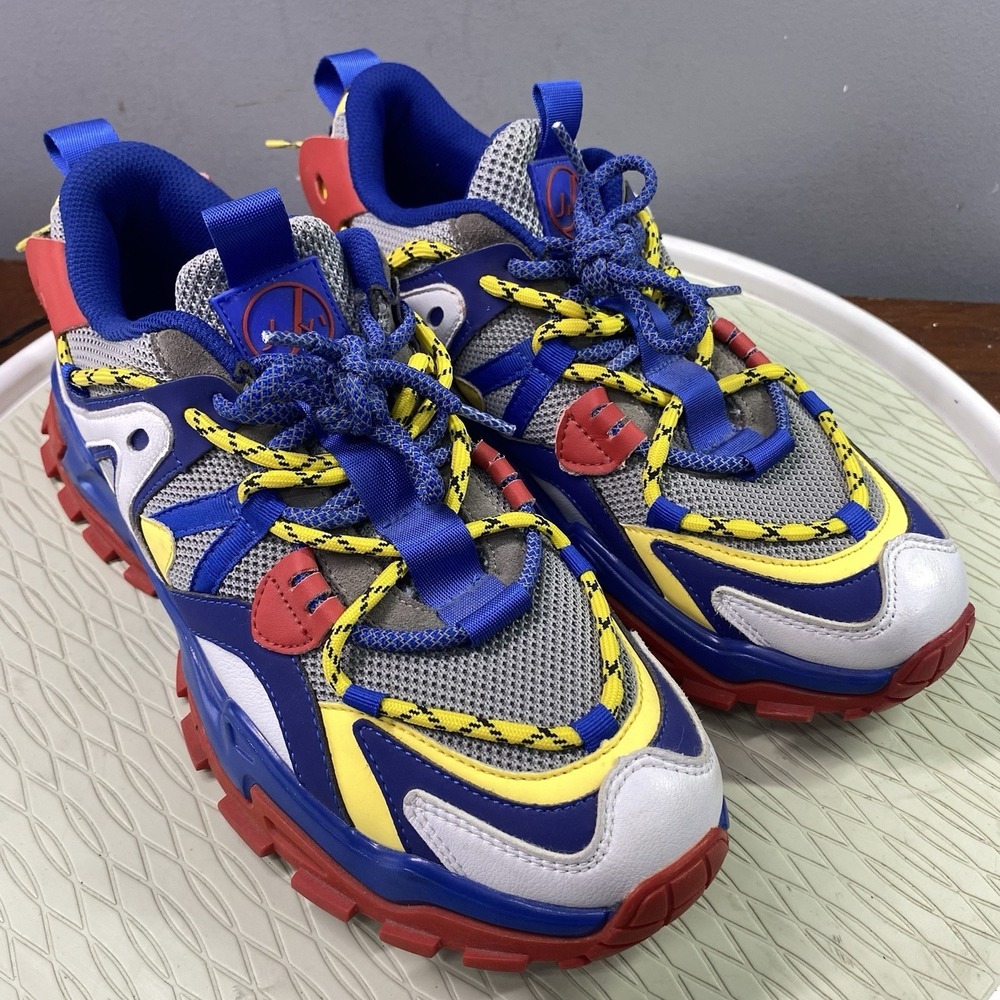 Javi Men's Chaos Colorful Sneakers (Blue/Red/Yellow/White) Athletic Shoes Sz.11‎